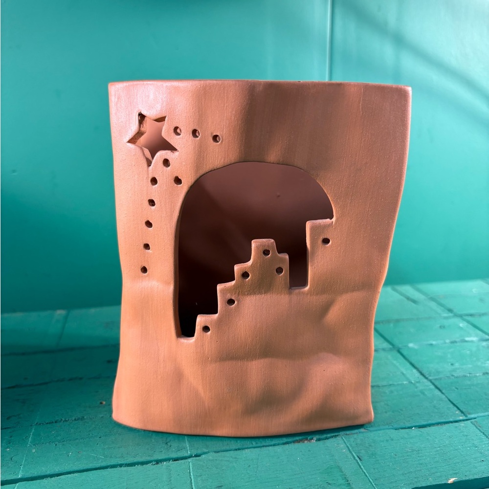 Southwest Church Rustic Brown Lantern Candle Holder